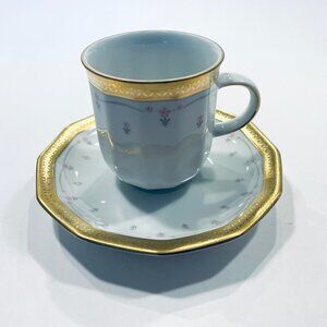 Tirschenreuth Bavaria Porcelain Coffee Cup With Saucer Made in Germany